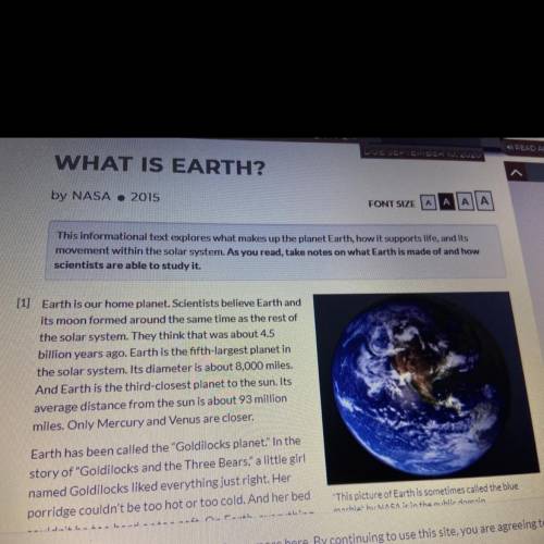 What is earth which statement best identifies one of the central ideas of text