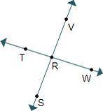 In the diagram, AngleTRV ≅ AngleVRW.

2 lines intersect. A line with points T, R, W intersects a l