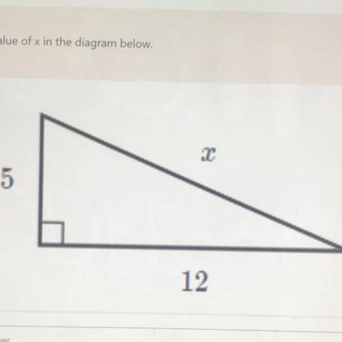 Find the value of x in the diagram below.