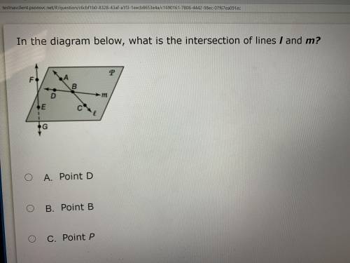 In the diagram below what is the intersection on lines l and m?