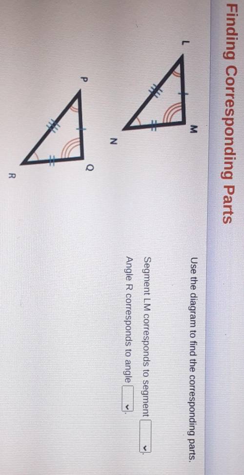 Help! (New User, sorry for the picture being badly taken!)

Use The diagram to find the correspond