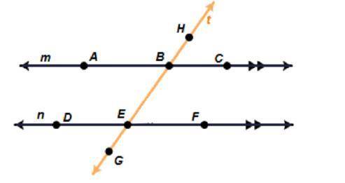 In the diagram, line m is parallel to line n with a transversal line t. Which other angle would be