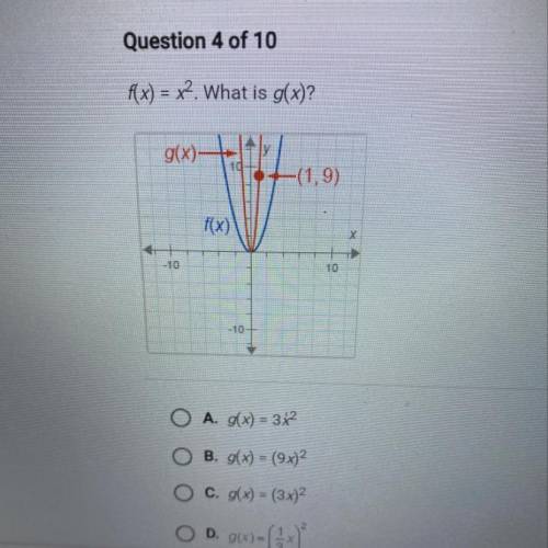 F(x) = x2. What is g(x)?
apex help