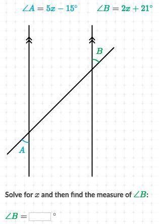 PLEASE HELP!
solve for x and then find measure for angle b