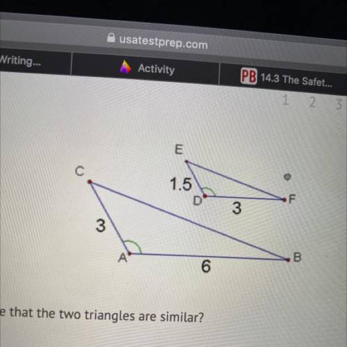 What theorem can be used to prove that the two triangles are similar?

A)
AA Similarity Theorem
B)