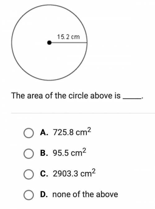 Whats the area of the circle above