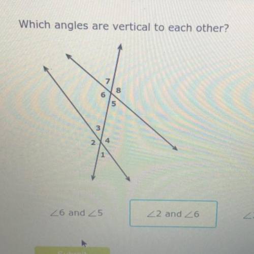 Which angles are vertical to each other?