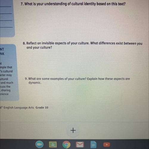 Can someone please help me ASAP? What are the answer for the story “What is cultural identity” by E