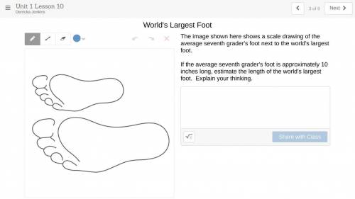 The image shown here shows a scale drawing of the average seventh grader's foot next to the world's