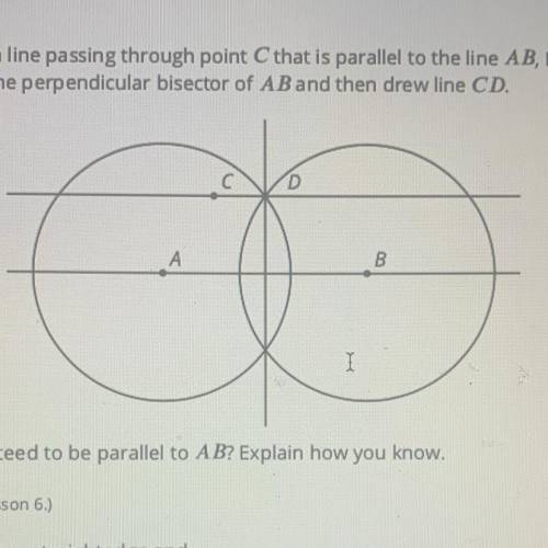 To construct a line passing through point that is parallel to the line AB Han constructed the perpe