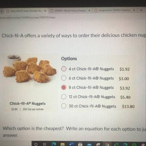 A family of 4 orders a 30-count nugget entree and 4 large fries for a total of $26.05.

Write and
