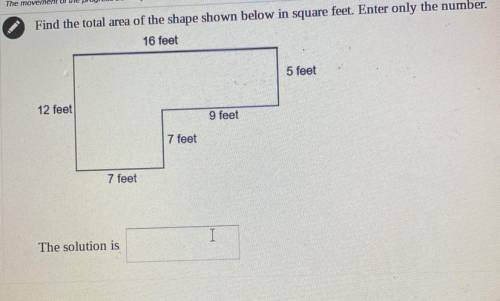 Find the total area of the shape shown below in square feet