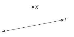 What are the steps for using a compass and straightedge to construct a line through point X that is