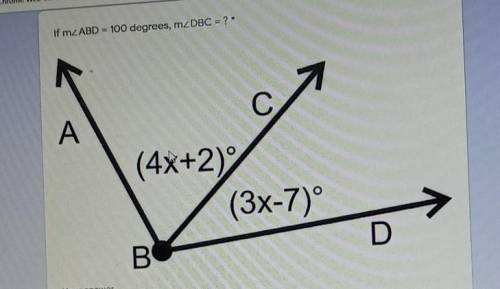 If angle ABD = 100 , angle DBC =?