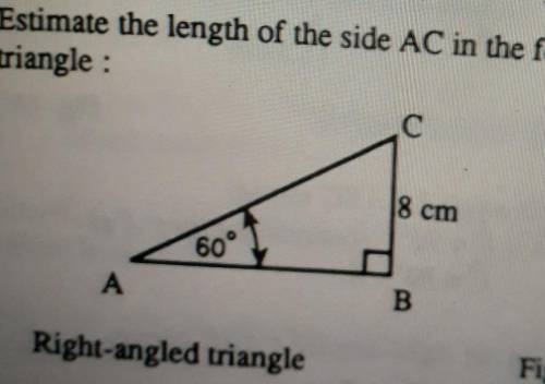 Estimate the length of the side AC in the following triangle: