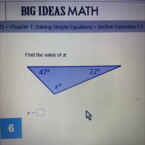 Find the value of X.
47°
22°
to