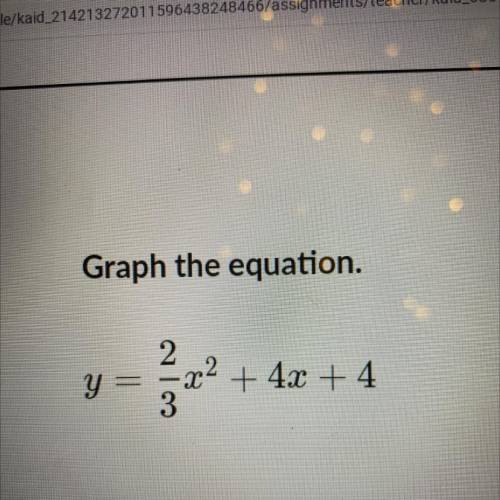 Graph the equation. Y=2/3x*2+4x+4