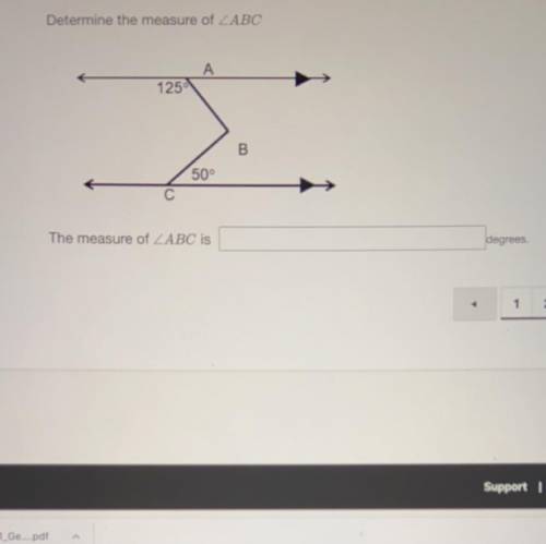 Determine the measure of ABC
125
50°
The measure of ABC is
degrees