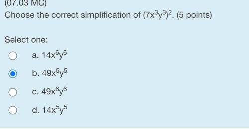 PLEASEE Choose the correct simplification of (7x^3y^3)^2. (5 points) 100 POINTS GIVING BRAINLIEST F