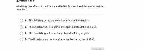 What was one effect of the french and indian war on great britain's american colonies? will give br