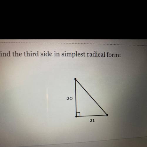 I already got 842 squared=c2 I just need help with simplest radical form