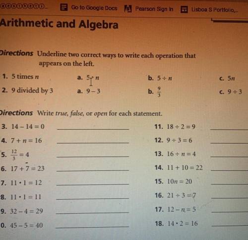 Arithmetic and algebra
I need help with this worksheet!! Please thank you so my much!