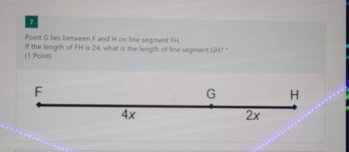 Point G lies between F and H on line segment FH. If the length of FH is 24, what is the length of l