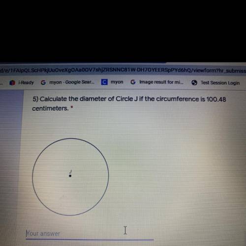 Calculate the diameter of Circle J if the circumference is 100.48
centimeters