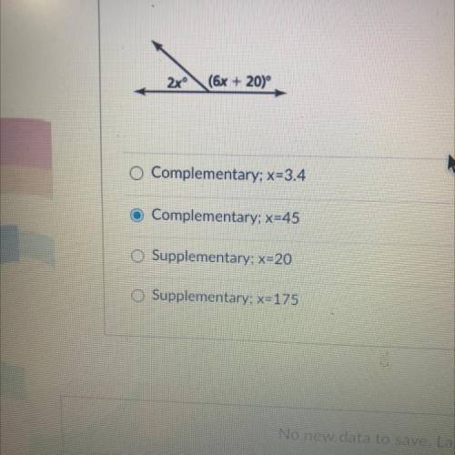 Tell whether the angles are complementary or supplementary. Then fine the value of x?