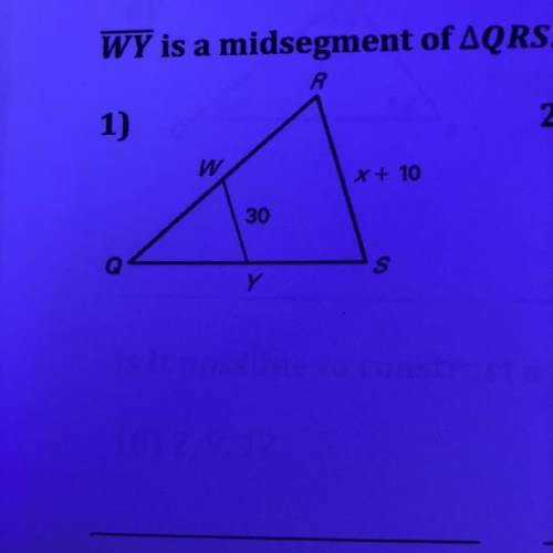 WY is the midsegment of QRS. Find the value of x