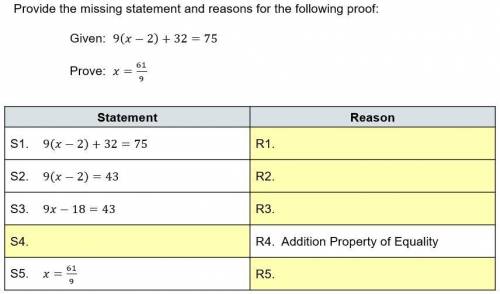Please Help Me

 
Provide the missing statement and reasons for the following proof:Given: 9(x