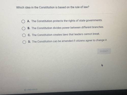 Which idea in the Constitution is based on the rule of law?