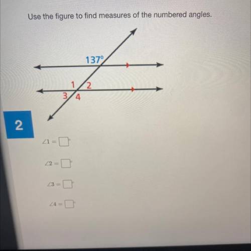 Use the figure to find measures of the numbered angles.