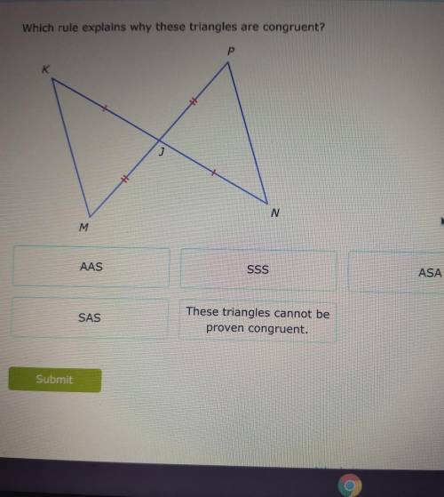 Which rule explains why these triangles are congruent