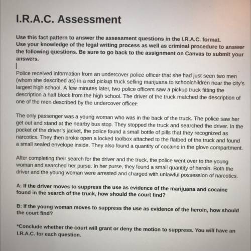 Can y’all help me find the I.R.A.C for A and B please??? I’d give y’all the brainliest!! PLEASE HEL