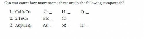 Can you count how many atoms there are in the following compounds?