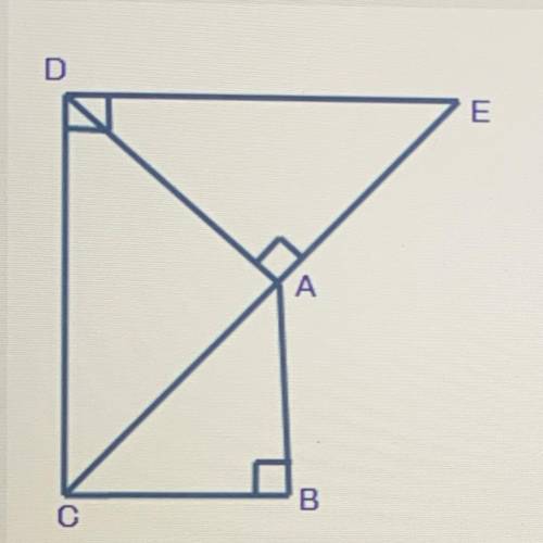Which triangle is similar to triangle EAD using the pieces of right triangle theorem? Triangle BAC