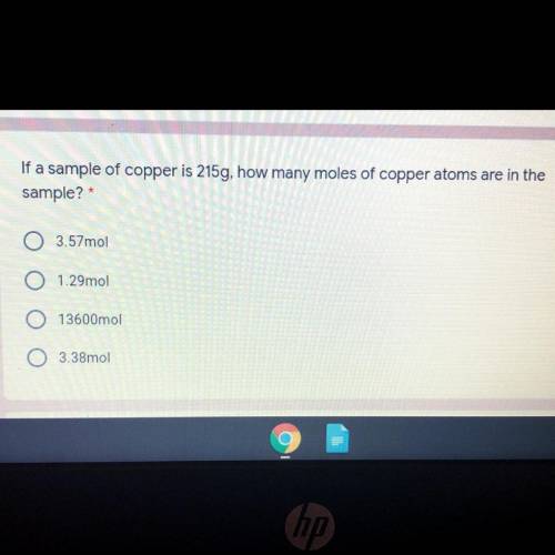 If a sample of copper is 215g, how many moles of copper atoms are in the sample?