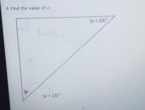 4. Find the value of x. (x + 23) (x + 13)