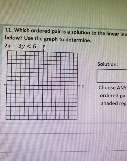 11. Which ordered pair is a solution to the linear inequality below? Use the graph to determine. 2x