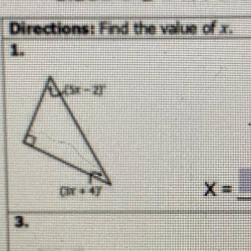 Directions: Find the value of x.
5x-2 || 3x+4 || LOOK AT PICTURE PLEASE