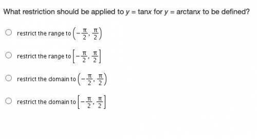What restriction should be applied to y = tanx for y = arctanx to be defined?

Look at the picture