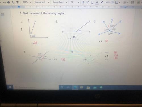 Find the value of the missing angles ?
Help please for question
