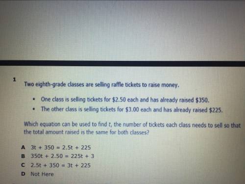 Which equation can be used to find T the number of tickets each class needs to sell so that the tot