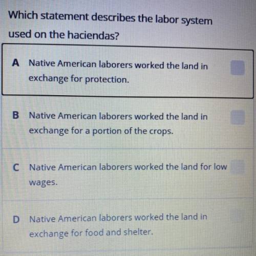 Which statement describes the labor system
used on the haciendas?