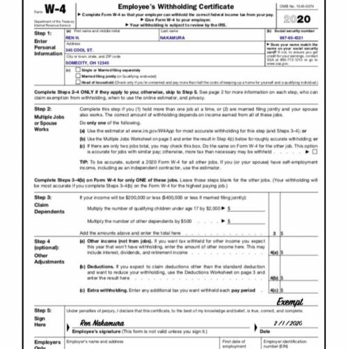 In reviewing the fine print of Form W-4 and the definition for Exempt, what three questions could