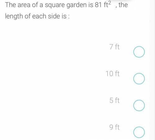 The area of a square garden is 81 ft^2 so what is the length of each side