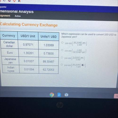 Which expression can be used to convert 100 USD to Japanese yen?