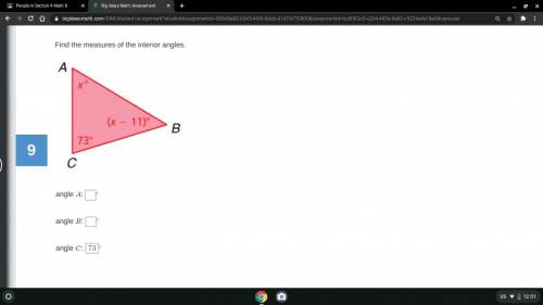 Find the measures of the interior angles and please tell me all angles