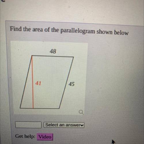 Find the area of the parrellogram and the units